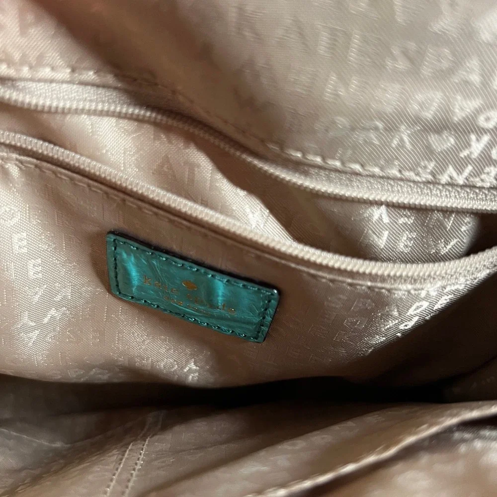 Kate Spade Turquoise Blue Croc Embossed Leather Crossbody Bag Turn Lock Purse